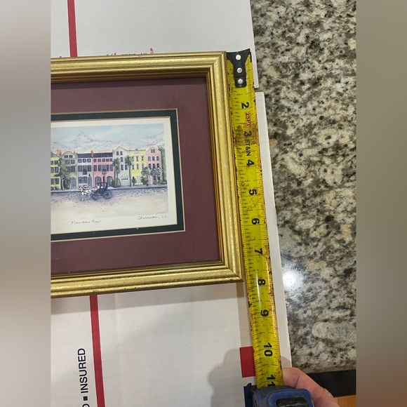 Vintage framed 8 x 10 print Rainbow Row Charleston, SC. Signed by Jeanie Drucker - Picture 5 of 13